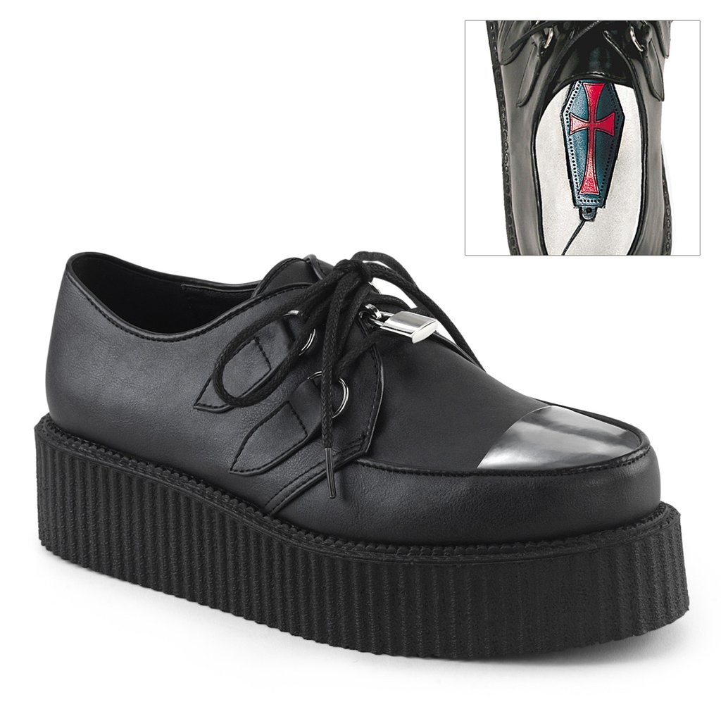 Creepers Demonia V Creeper 515 Vegan Cuir Homme - Noir 58241-FDEA